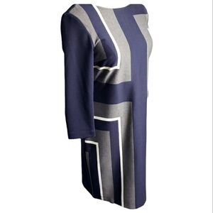 Danny & Nicole 3/4 Sleeve Shift Geometric Colorblock Mod Office Business Petite